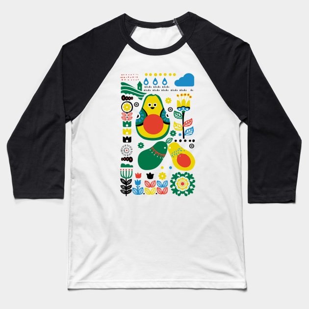 Scandinavian Avocado Baseball T-Shirt by huebucket